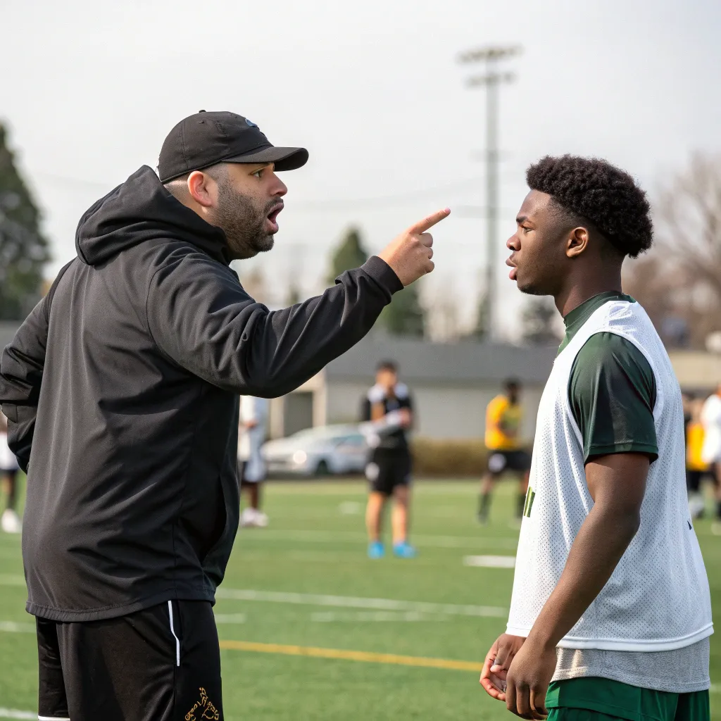 Coach giving instructions to a player